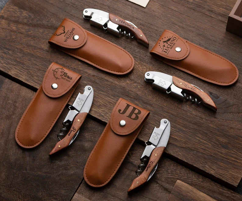 Personalized corkscrews with custom sleeves
